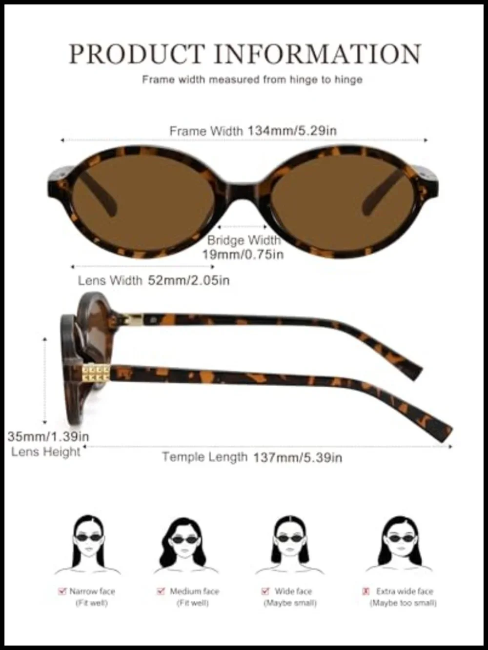 Retro Oval Acetate Sunglasses UV400 Protection Sun Glasses